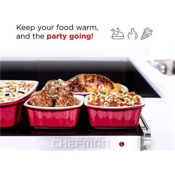 Chefman Compact Glasstop Warming Tray , Mini 15x12 Inch Black - Picture 2 of 5